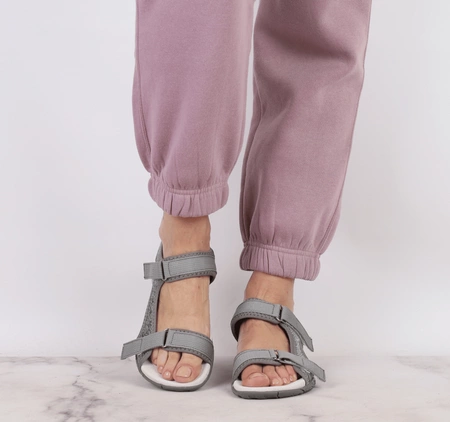 Szare sportowe sandały damskie ze skórzana wkładką American Club