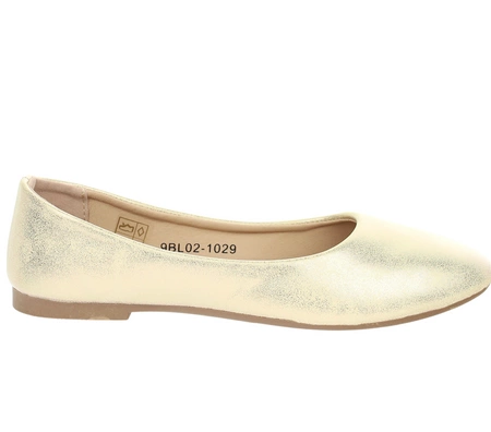 Złote baleriny damskie płaskie baletki Jezzi