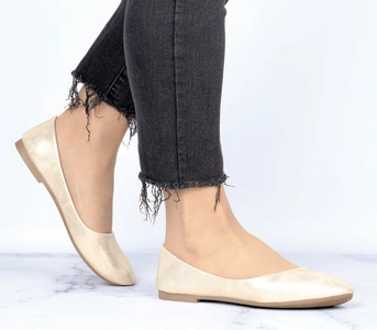 Złote baleriny damskie płaskie baletki Jezzi