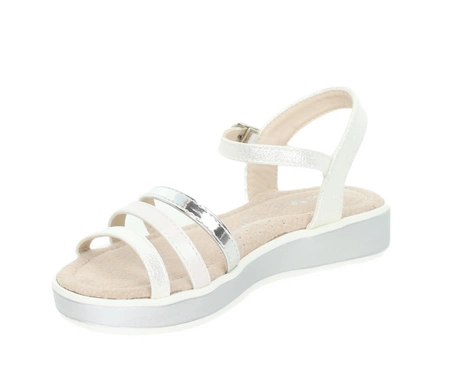 Białe sandały dziecięce dla dziewczynki na grubej podeszwie MissE