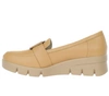 Beżowe półbuty damskie mokasyny licowe z klamrą Jezzi