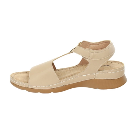 Eleganckie sandały damskie beżowe na lekkiej i komfortowej podeszwie Jezzi