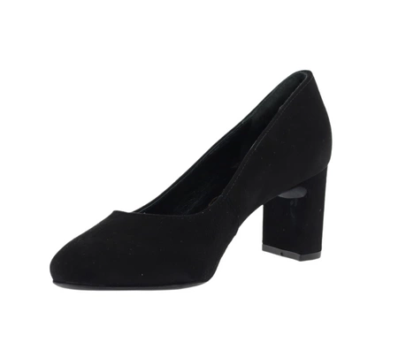 Czarne zamszowe czółenka na słupku ze skóry naturalnej RYŁKO