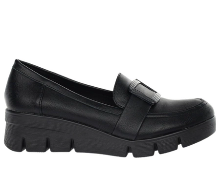 Komfortowe półbuty damskie wsuwane czółenka na niskiej koturnie Jezzi