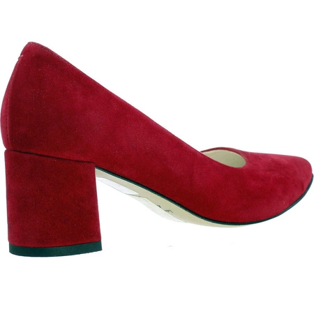 Czerwone czółenka damskie zamszowe na obcasie Massimo Lucchesi