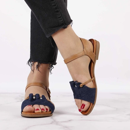 Sandały damskie dżinsowe płaskie Jezzi