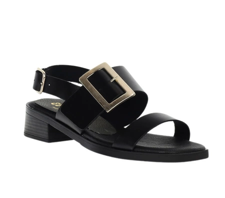 Czarne skórzane sandały damskie płaskie eleganckie El Pimpi - Made in Spain