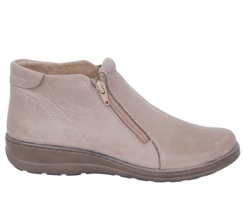 Skórzane damskie botki zimowe komfortowe ocieplane wełną HELIOS