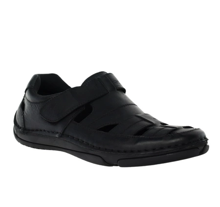 Skórzane sandały męskie komfortowe zabudowane na rzep American Club