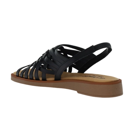 Czarne płaskie sandały skórzane plecione El Pimpi - Made in Spain