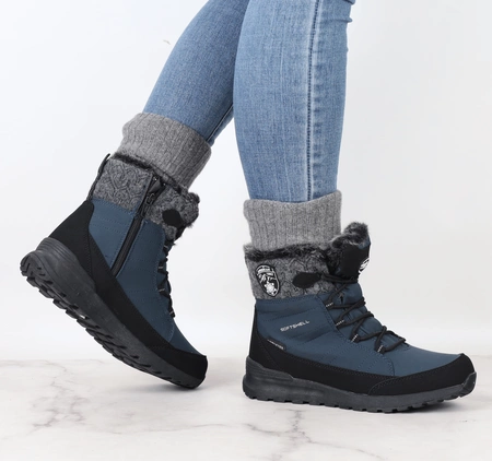 Granatowe ciepłe buty zimowe śniegowce American Club