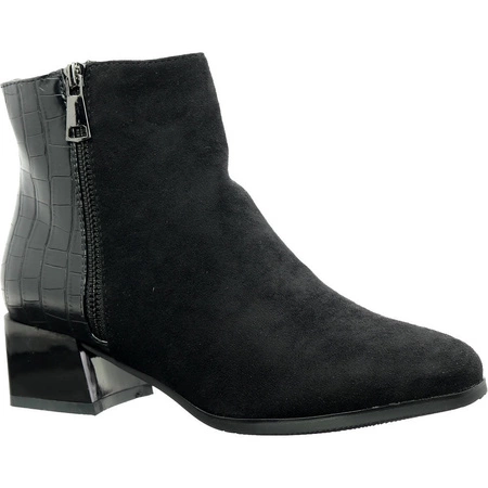 Czarne botki damskie na niskim obcasie wiosenne Jezzi