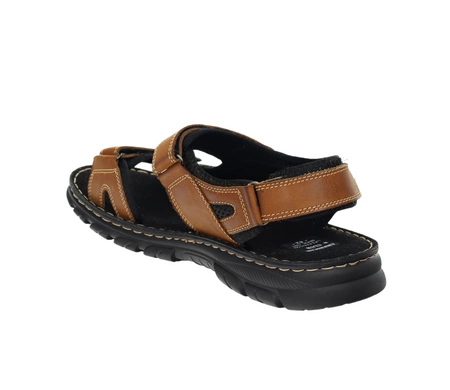 Brązowe sandały męskie skórzane na rzepy American Club