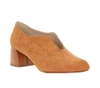 Pomarańczowe zamszowe czółenka zabudowane na obcasie Jezzi 