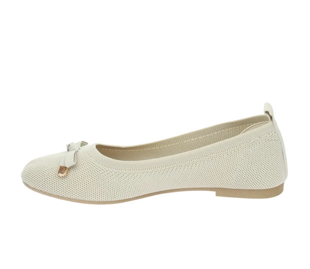 Beżowe siateczkowe baleriny oddychające z kokardką
