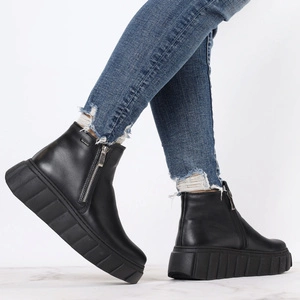 Modne półbuty damskie zimowe ze skóry naturalnej Polskie Gino Fabiani