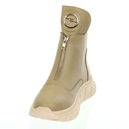 Beżowe adidasy damskie botki płaskie wiosenne Jezzi