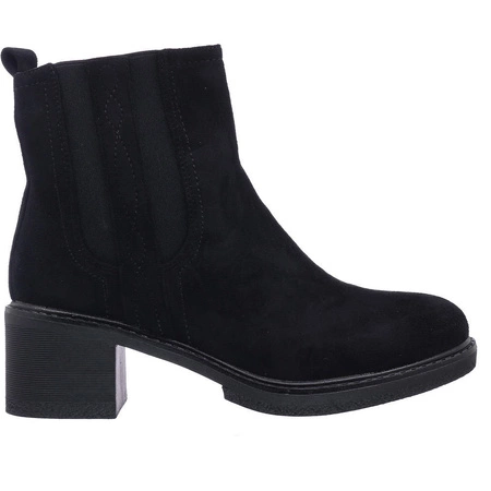 Botki zamszowe damskie czarne na klocku Malu