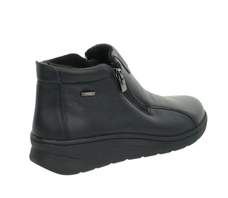 Czarne skórzane komfortowe botki zimowe buty Helios model786