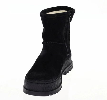 Czarne płaskie botki Emu ocieplane naturalną wełną Polskie Gino Fabiani
