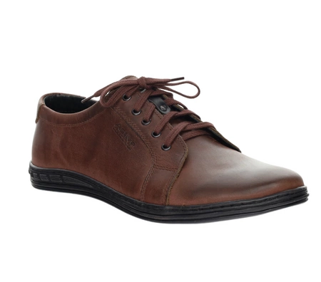 Brązowe skórzane półbuty męskie sportowe adidasy eleganckie POLBUT