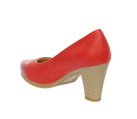 Czerwone komfortowe czółenka na wygodnym średnim obcasie Jezzio