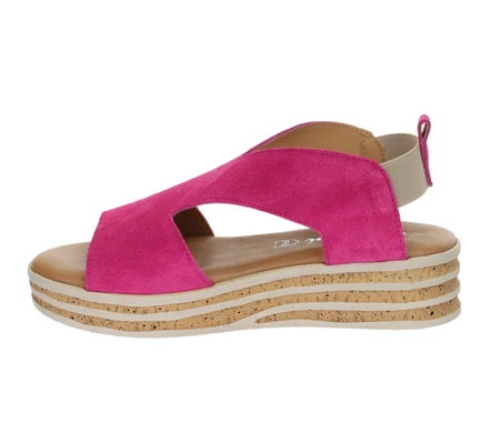 Różowe skórzane sandały damskie na platformie Hiszpańskie El Pimpi