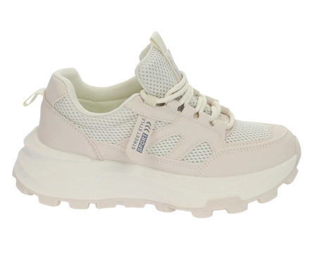 Beżowe sneakersy damskie na grubej podeszwie NEWS