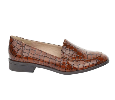 Brązowe lakierowane loafersy mokasyny eleganckie Jezzi