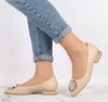 Buty damskie płaskie eleganckie beżowe ze skórzaną wkładką Jezzi