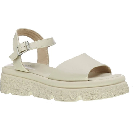 Beżowe sandały damskie na płaskiej ciężkiej podeszwie Jezzi