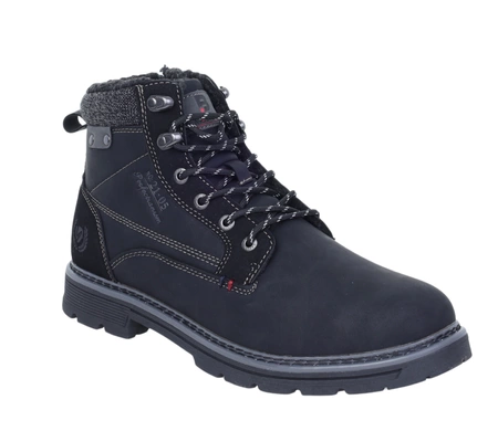 Czarne buty zimowe męskie trapery sznurowane i na zamek ciepłe NEWS