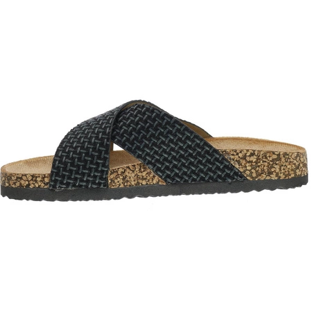 Czarne klapki damskie na korkowym spodzie Jezzi