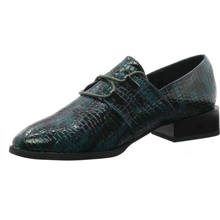 Półbuty oksfordy damskie wężowa skóra ciemnozielone Jezzi