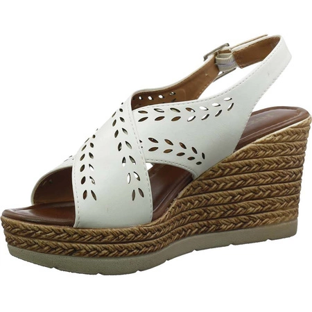 Modne sandały damskie białe na koturnie Jezzi