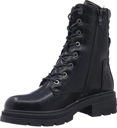 Czarne trapery damskie zimowe glany rokowe Jezzi