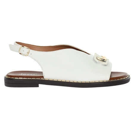 Eleganckie białe płaskie sandały damskie Jezzi