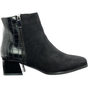 Czarne botki damskie na niskim obcasie wiosenne Jezzi