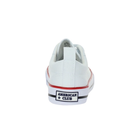 Białe trampki dziecięce sznurowane na białej grubej podeszwie American Club