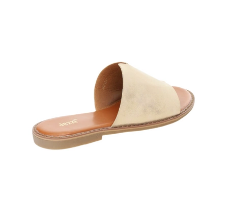 Złote klapki japonki damskie eleganckie Jezzi