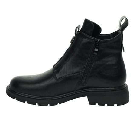 Czarne eleganckie buty zimowe damskie na płaskiej podeszwie na zamek Jezzi