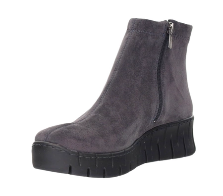 Skórzane trzewiki damskie ciemnoszare dopasowane botki Helios