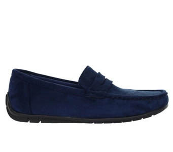 Granatowe mokasyny męskie zamszowe półbuty wsuwane NEWS
