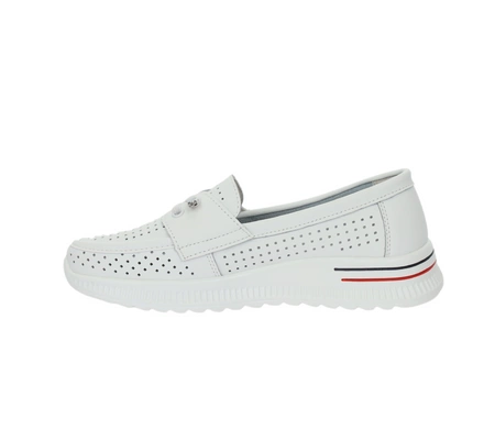 Białe skórzane mokasyny damskie sportowe półbuty Jezzi