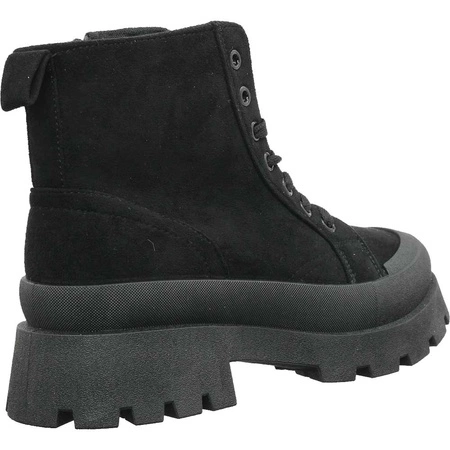 Czarne botki damskie wiosenne płaskie traperki NEWS