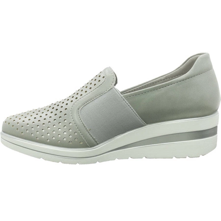 Szare buty damskie slip-on na koturnie Jezzi