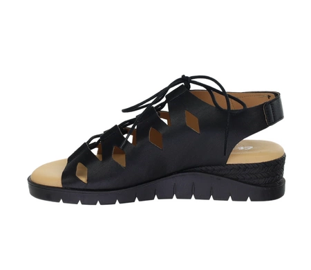 Czarne skórzane sandały damskie jezuski rzymianki Hiszpańskie El Pimpi