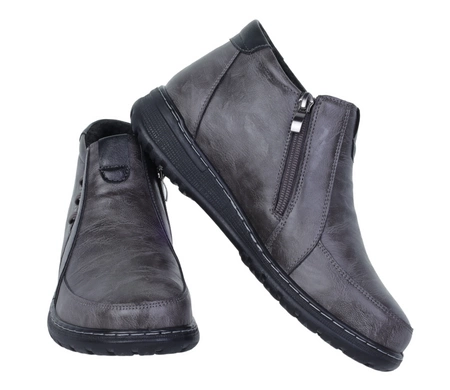 Szare trzewiki damskie zimowe buty ocieplane na zamek