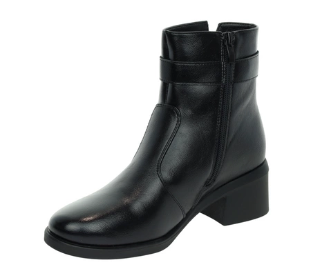 Czarne eleganckie buty zimowe na niskim obcasie ciepłe buty zimowe