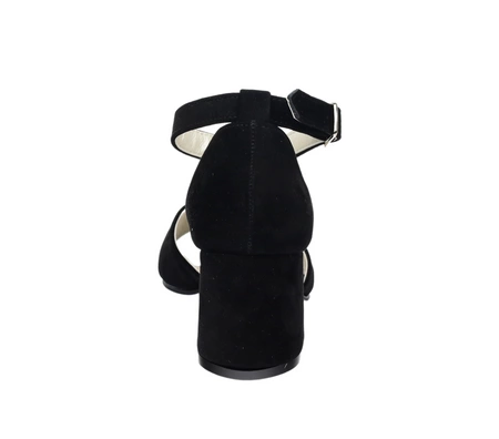 Sandały damskie czarne zamszowe na obcasie z zakrytą piętą Azali - Produkt Polski